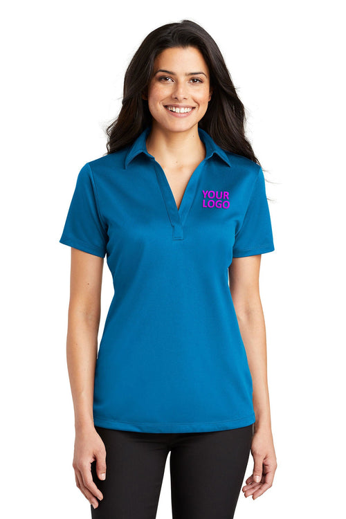 Port Authority Silk Touch Branded Performance Polos, Brilliant Blue