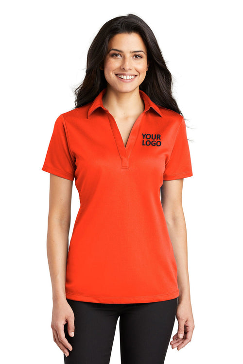 Port Authority Silk Touch Branded Performance Polos, Neon Orange