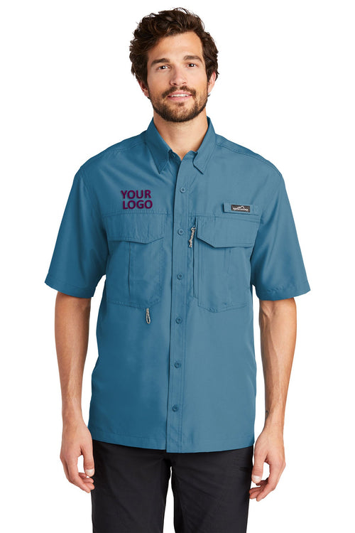 Eddie Bauer Long Sleeve Performance Branded Fishing Shirts, Gulf Teal