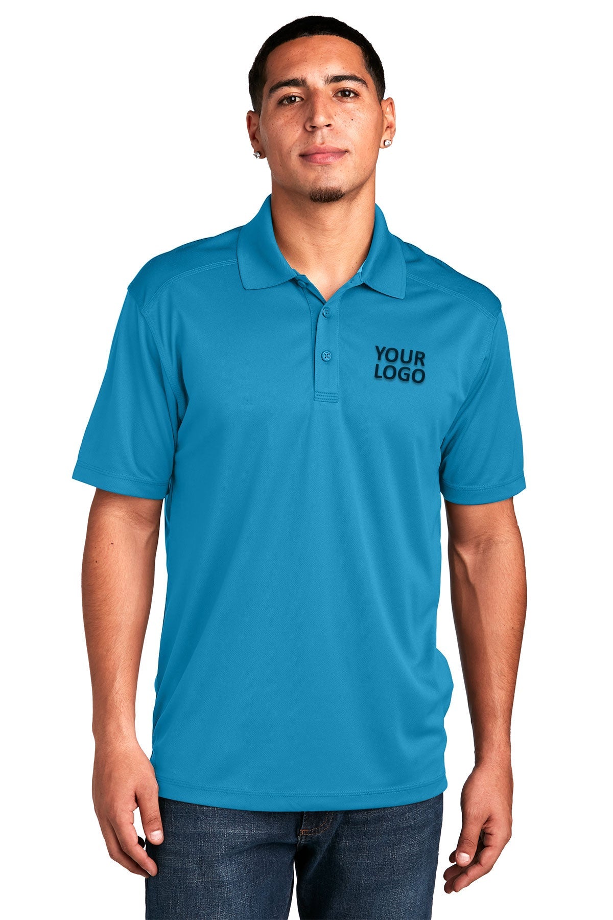 Sport-Tek Blue Wake ST680 custom embroidered polo shirts