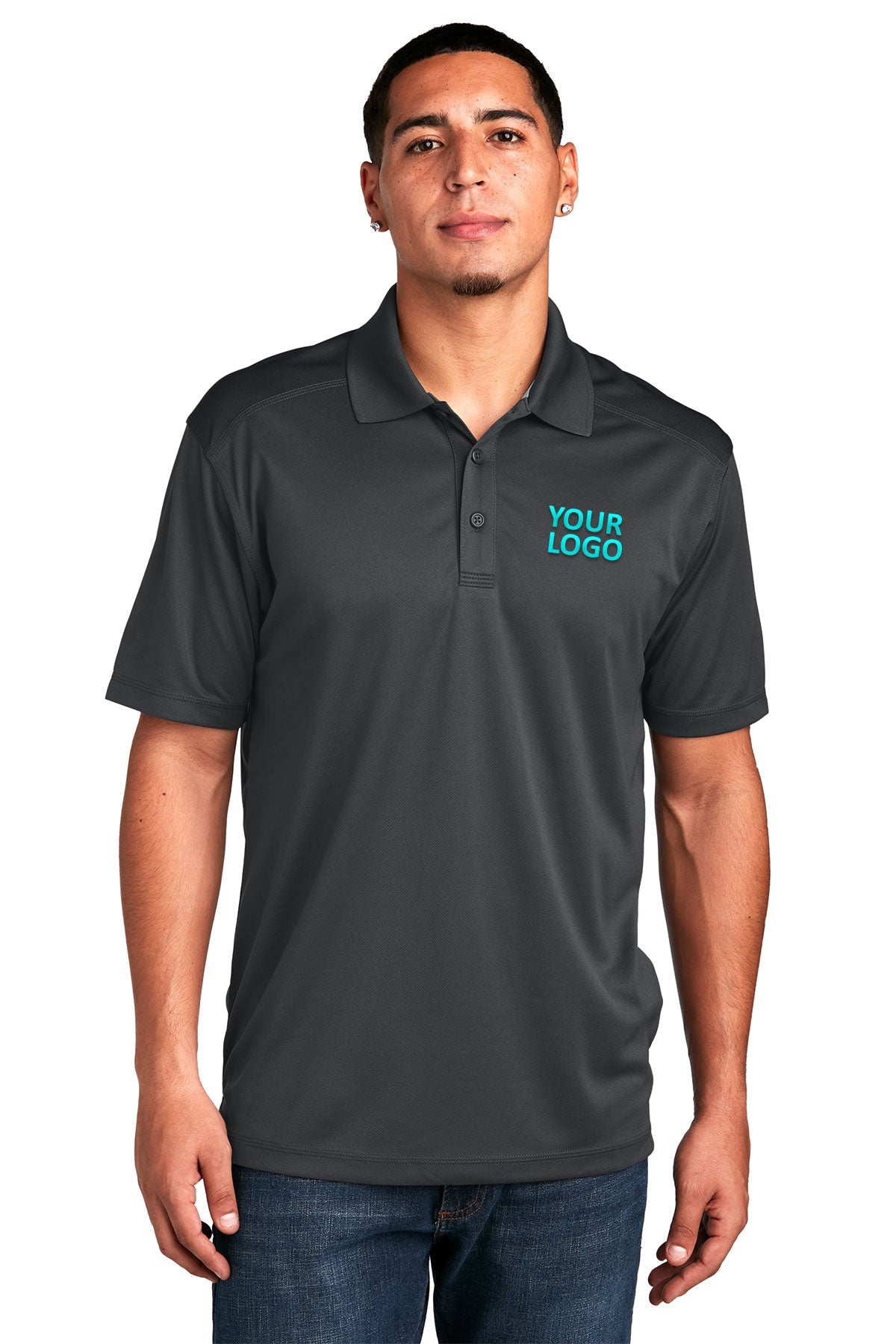 Sport-Tek Iron Grey ST680 custom made work polo shirts