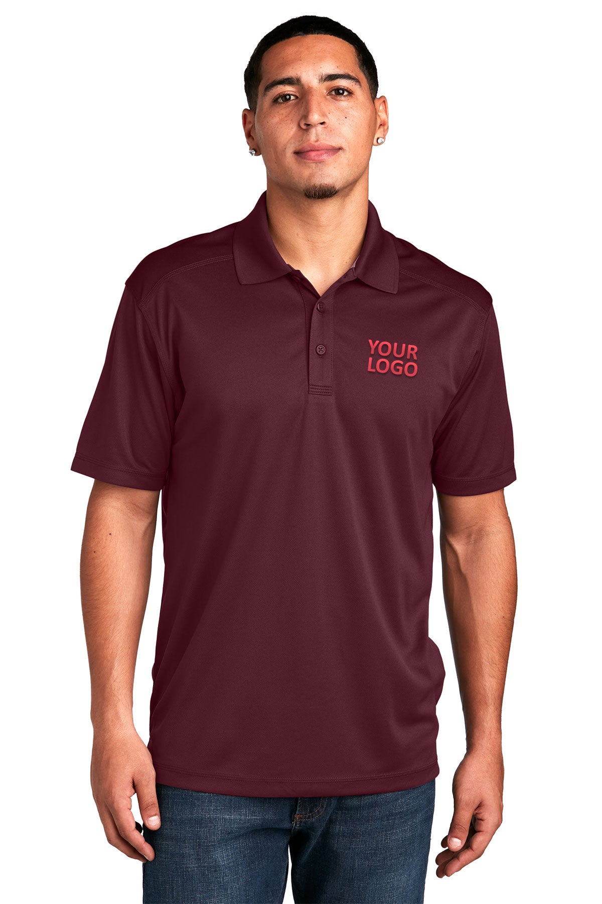 Sport-Tek Maroon ST680 custom made work polo shirts