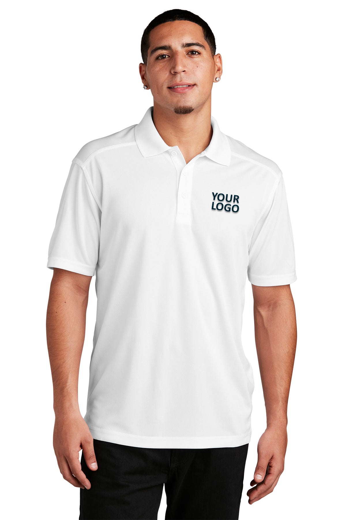 Sport-Tek PosiCharge Branded Micro-Mesh Polos, White [ERES] [ERES]