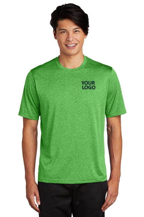 Sport-Tek Ladies Heather Contender Branded Scoop Neck Tee's, Turf Green Heather