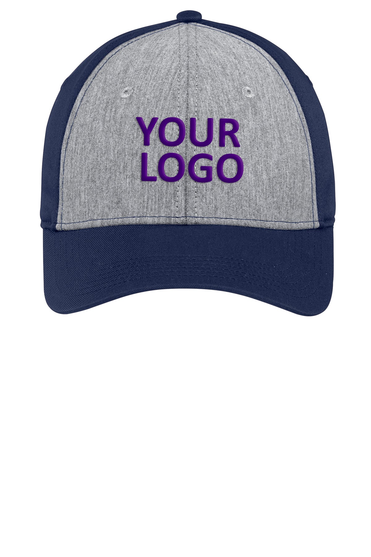 sport tek jersey front cap vintage heather true navy