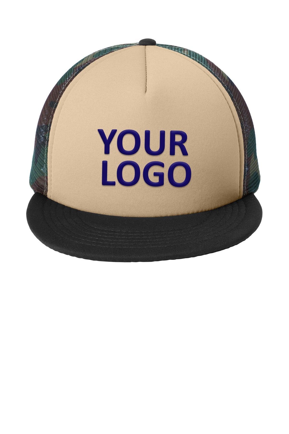 District Flat Bill Snapback Trucker Caps, Military Camo