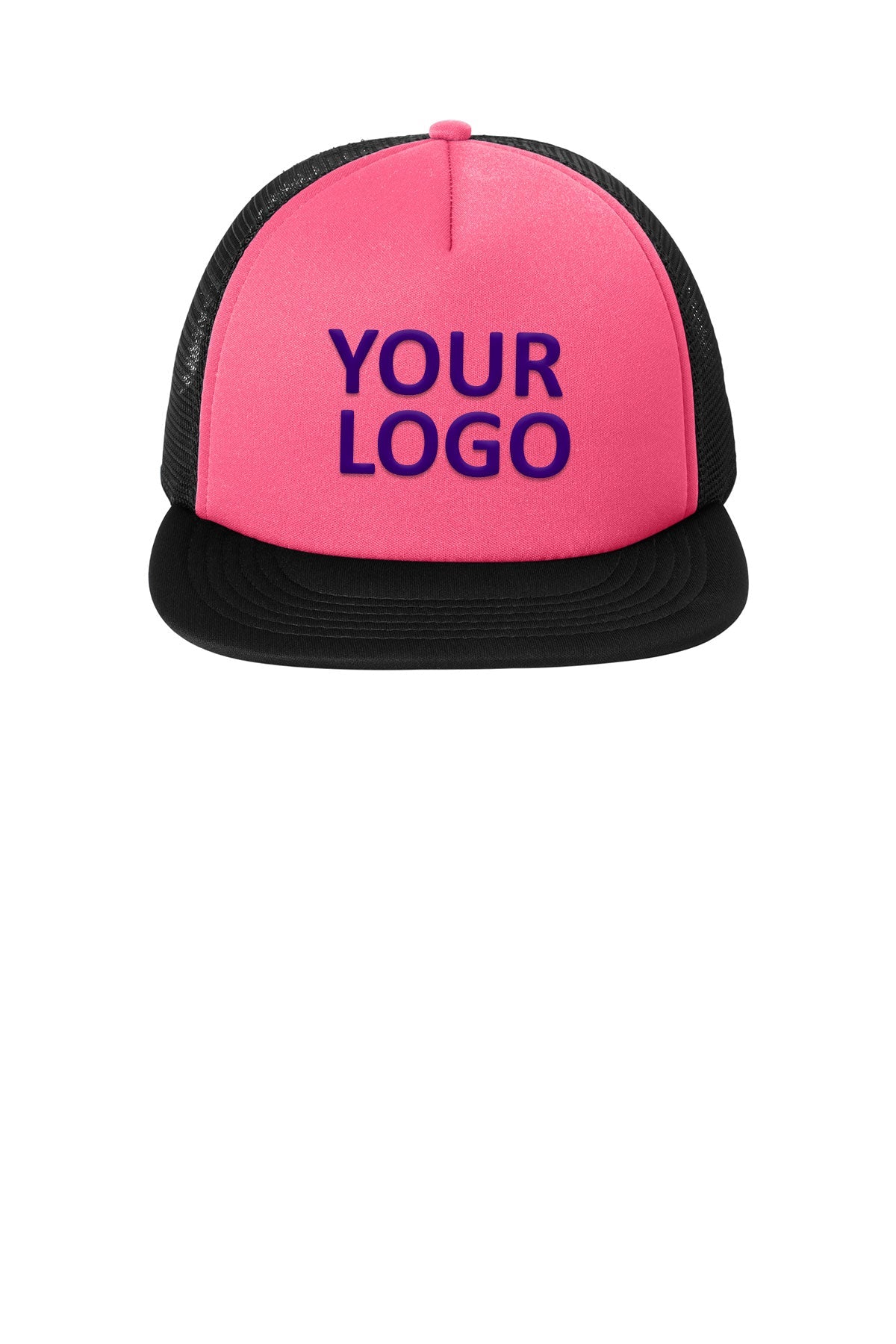 District Flat Bill Snapback Trucker Caps, Neon Pink