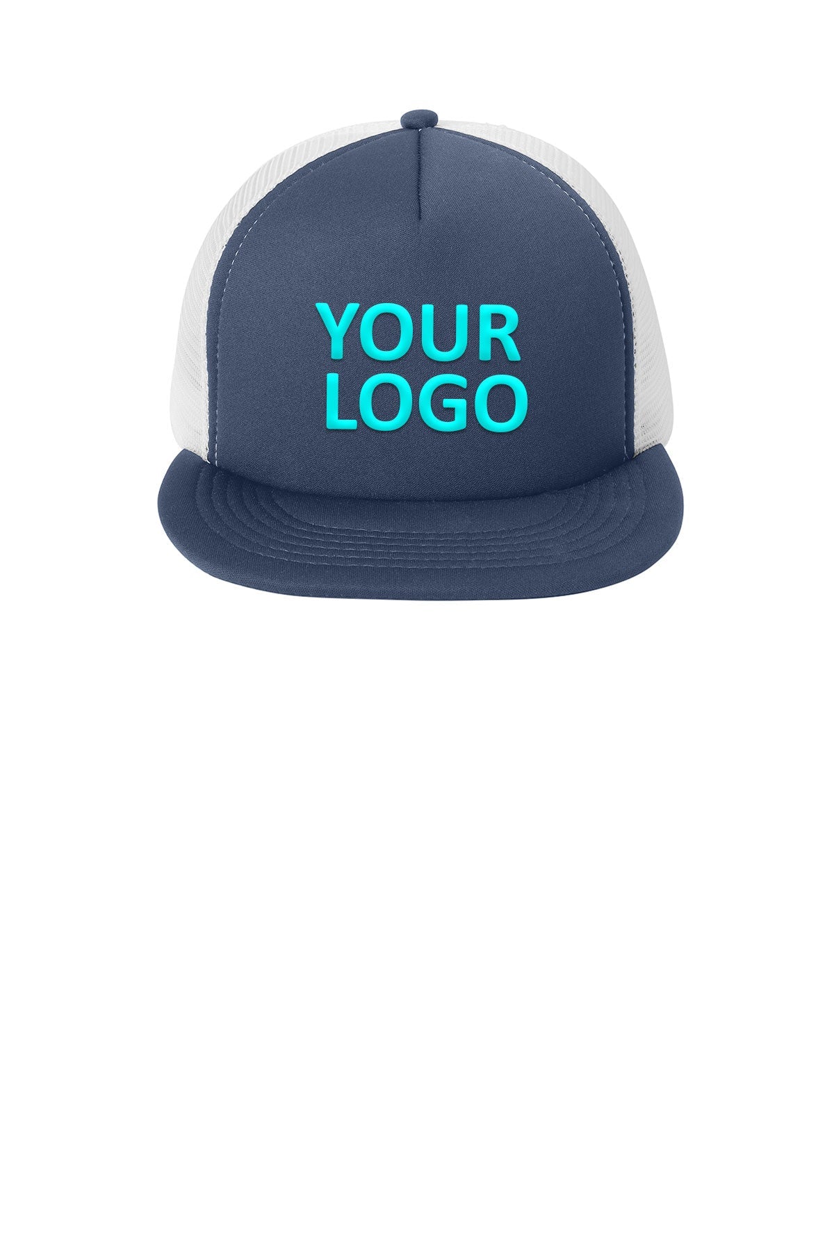 District Flat Bill Snapback Trucker Caps, New Navy