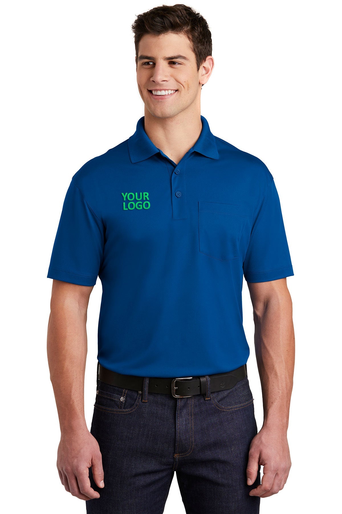 Sport-Tek Micropique Branded Sport-Wick Pocket Polos, True Royal