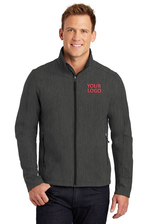 Port Authority Ladies Core Soft Shell Customized Jackets, Black Charcoal Heather