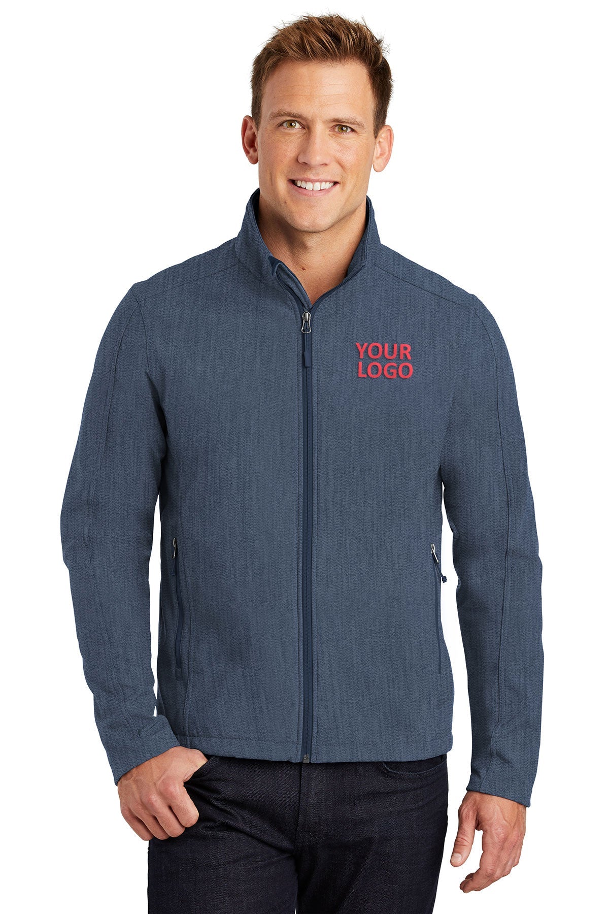 port authority navy heather j317 custom jackets with logo