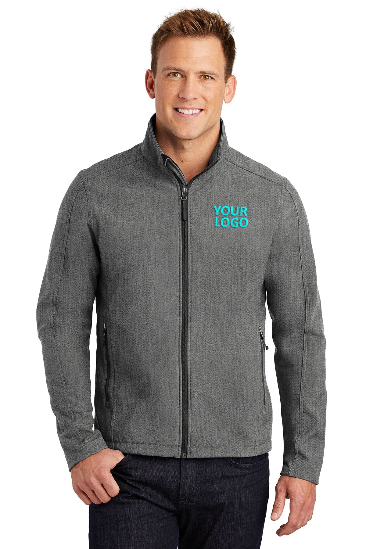 port authority pearl grey heather j317 custom jackets with logo