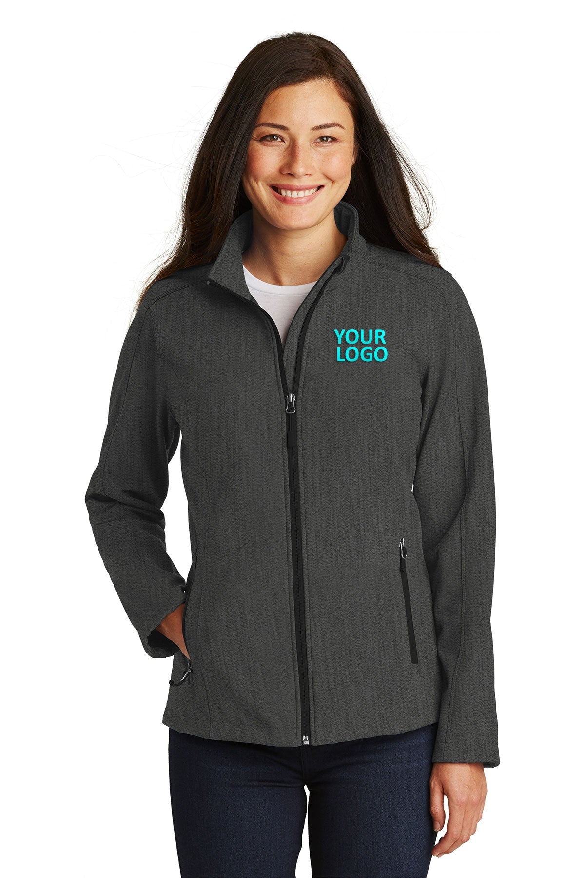 port authority black charcoal heather l317 company logo jackets