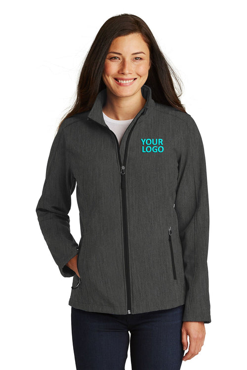 Port Authority Core Soft Shell Customized Jackets, Black Charcoal Heather