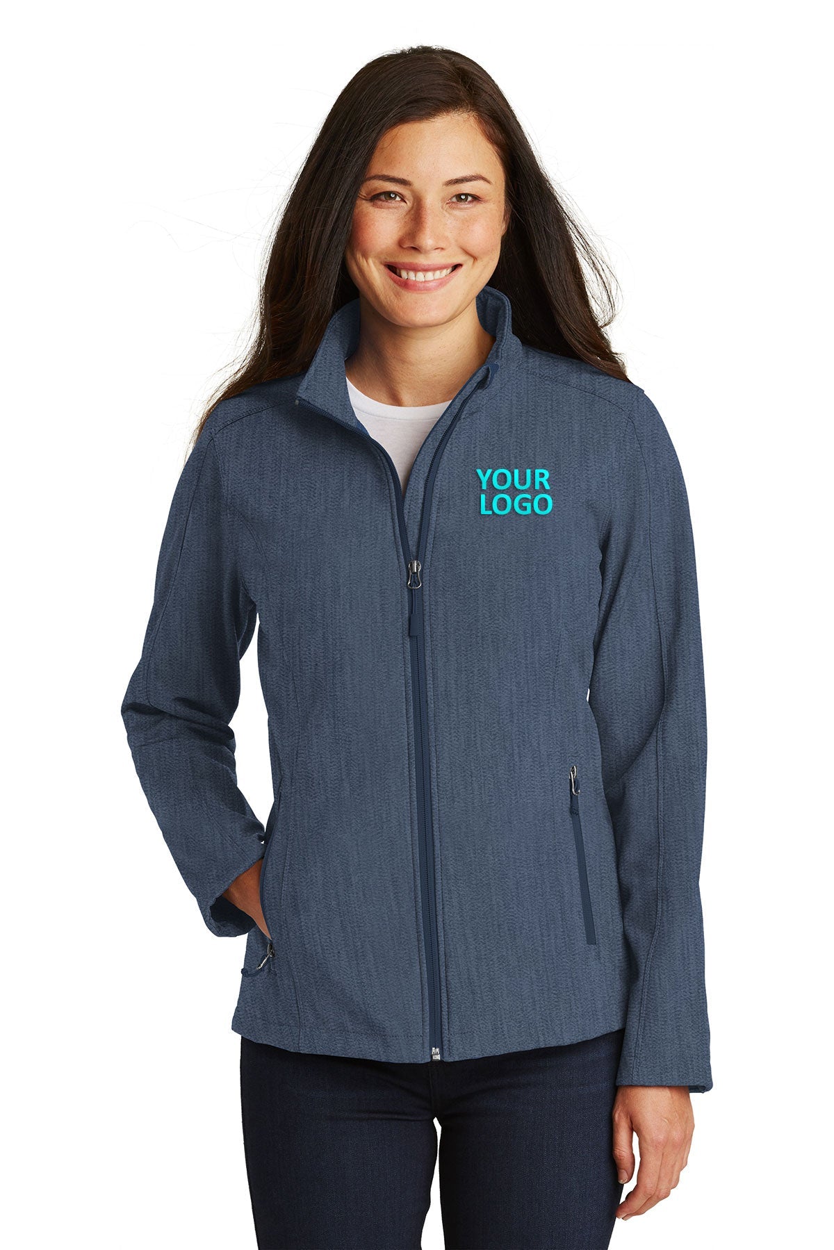 port authority navy heather l317 company logo jackets