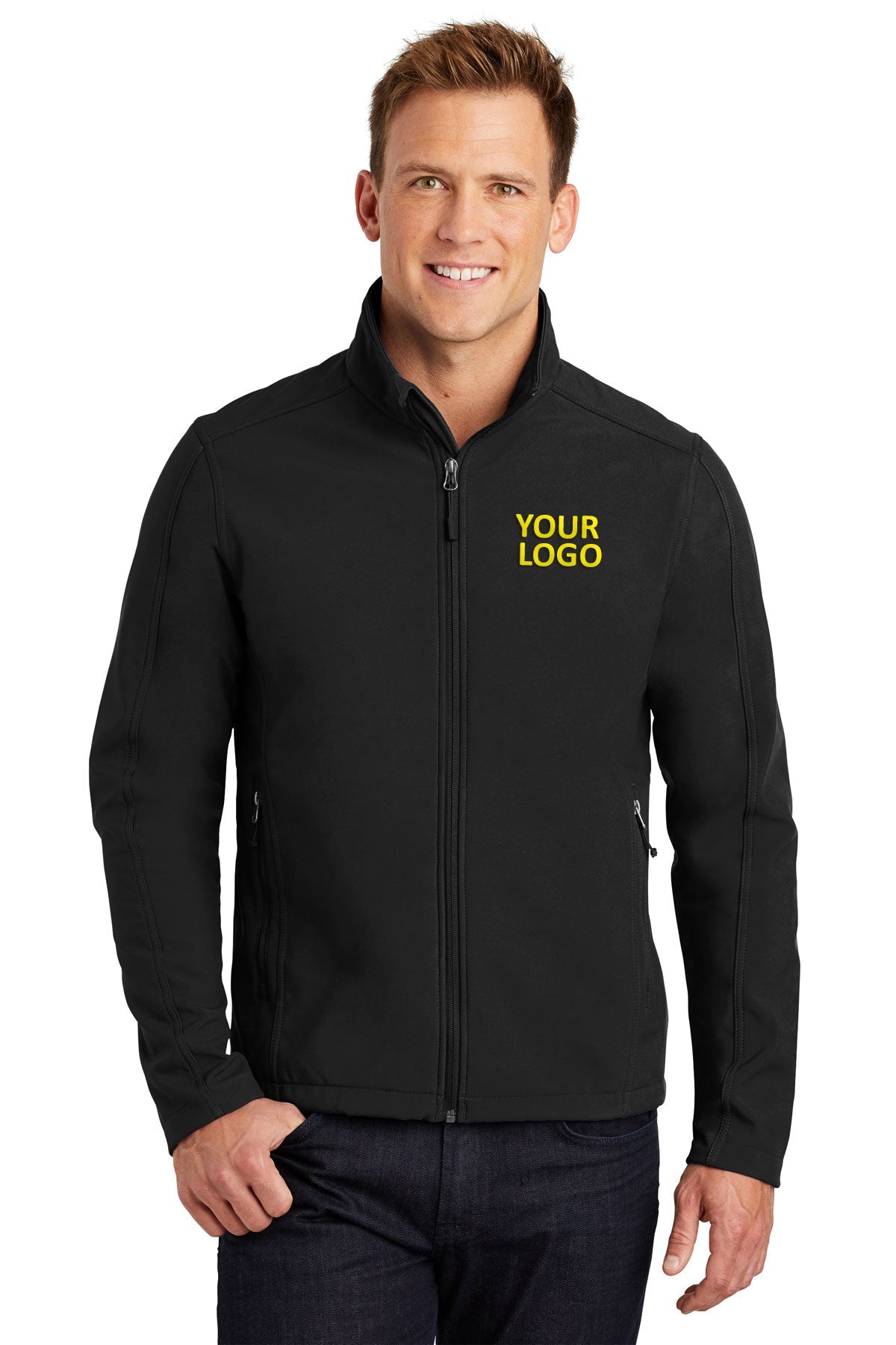 Port Authority Tall Core Branded Soft Shell Jackets, Black