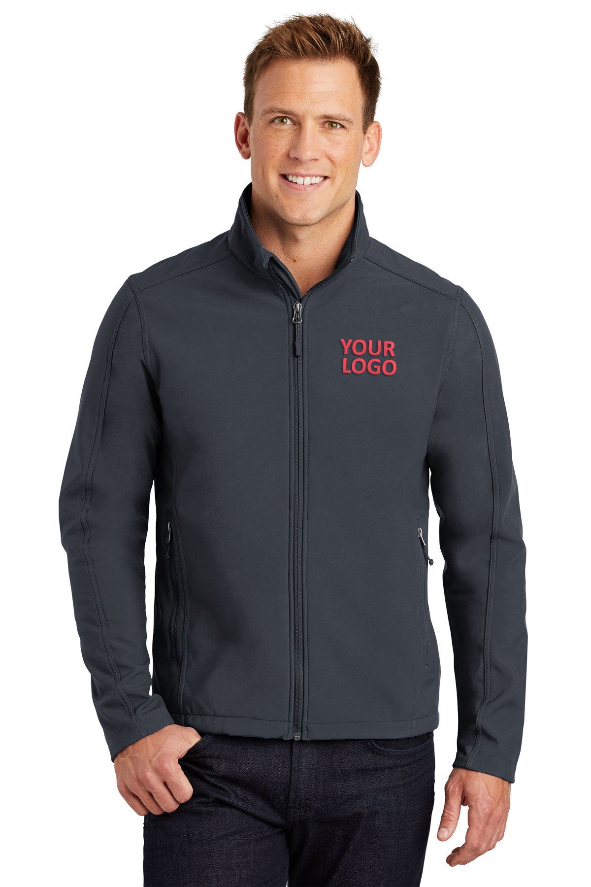 Port Authority Tall Core Branded Soft Shell Jackets, Battleship Grey [NCT]