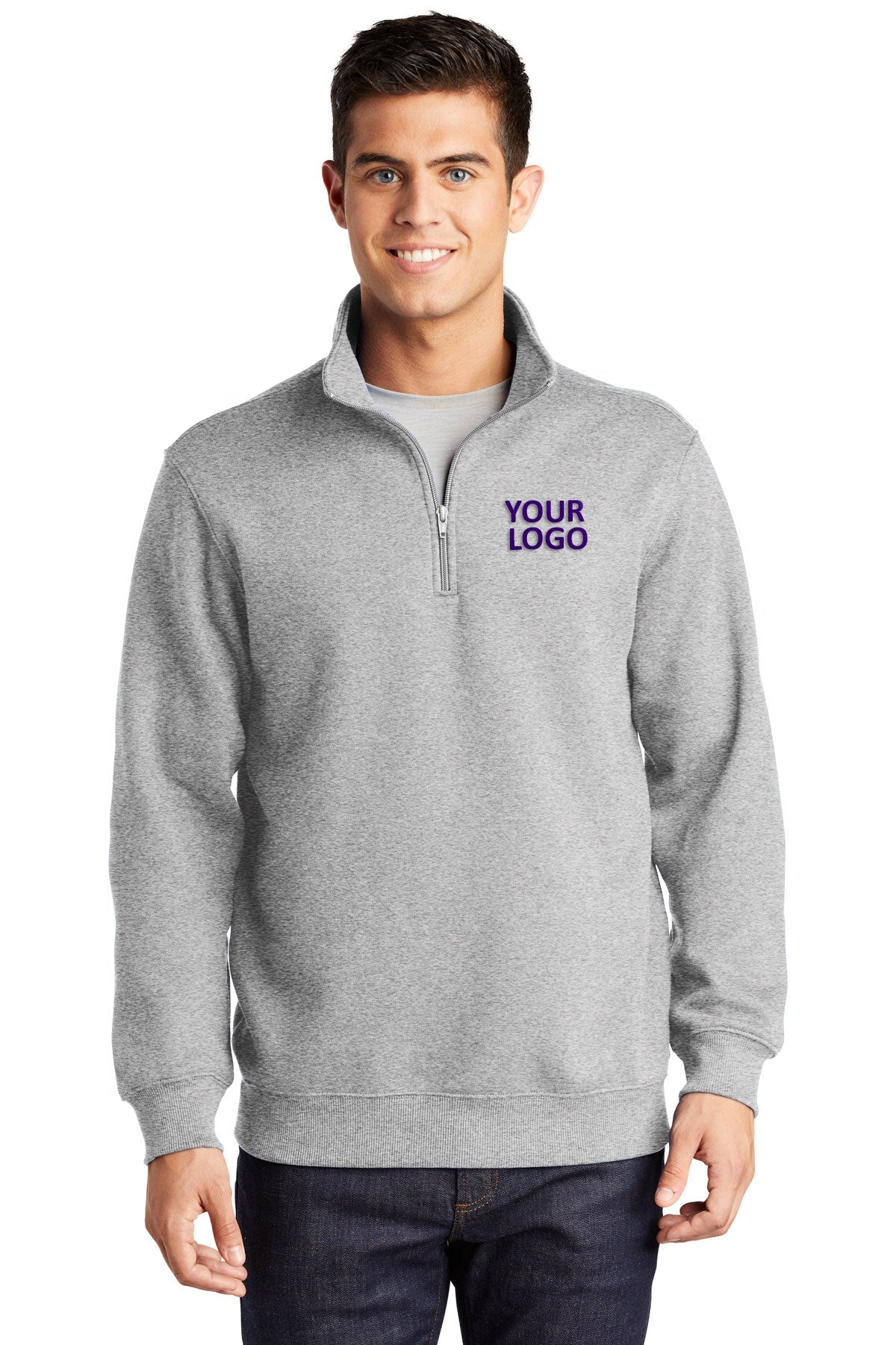Sport-Tek Branded 1/4-Zip Sweatshirts, Athletic Heather