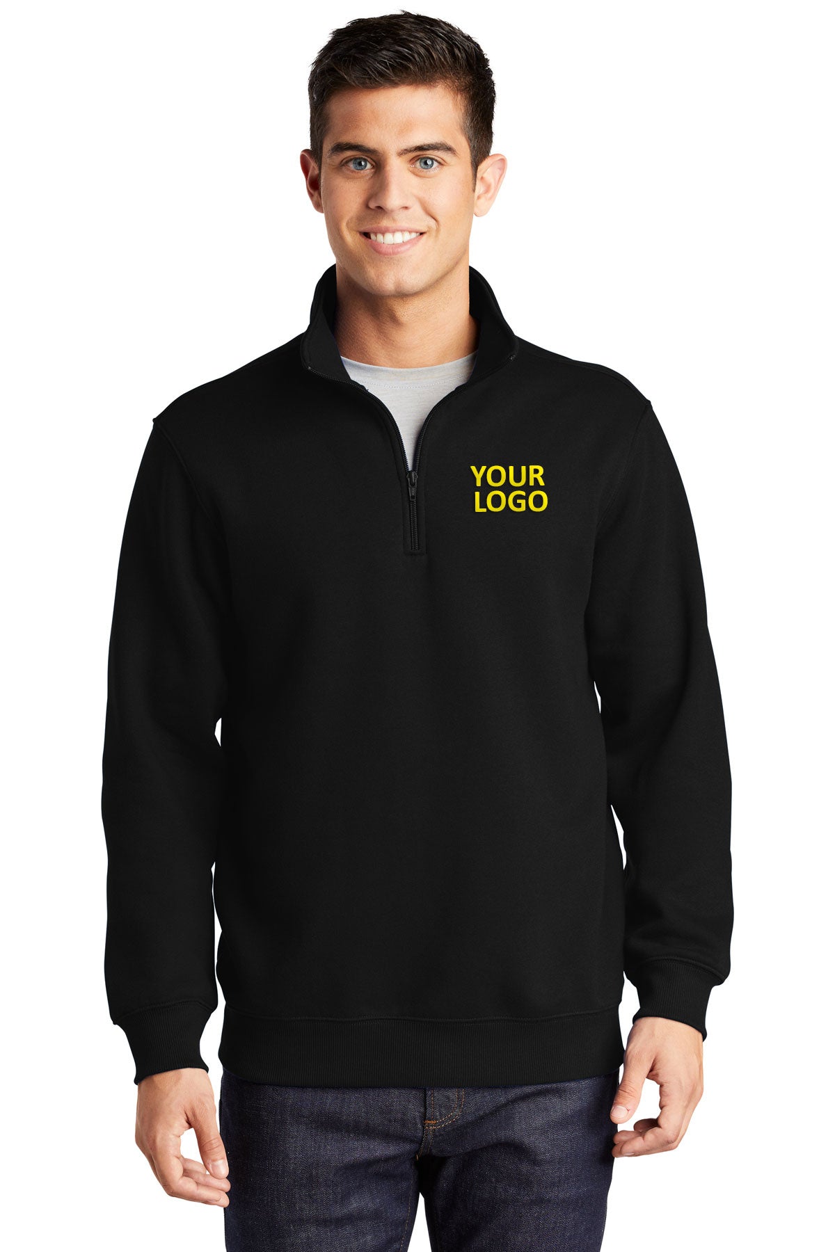 Sport-Tek Branded 1/4-Zip Sweatshirts, Black