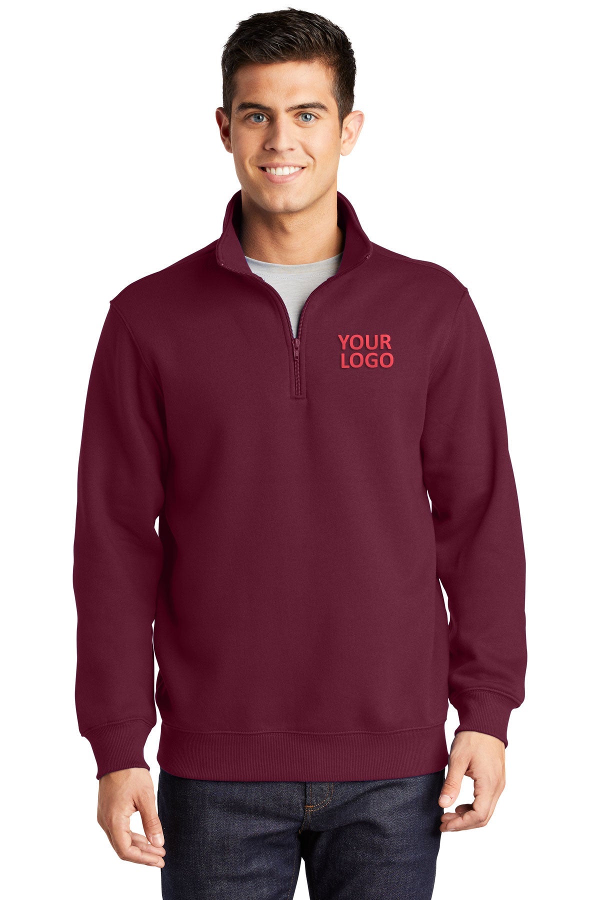 Sport-Tek Maroon ST253 custom logo sweatshirts