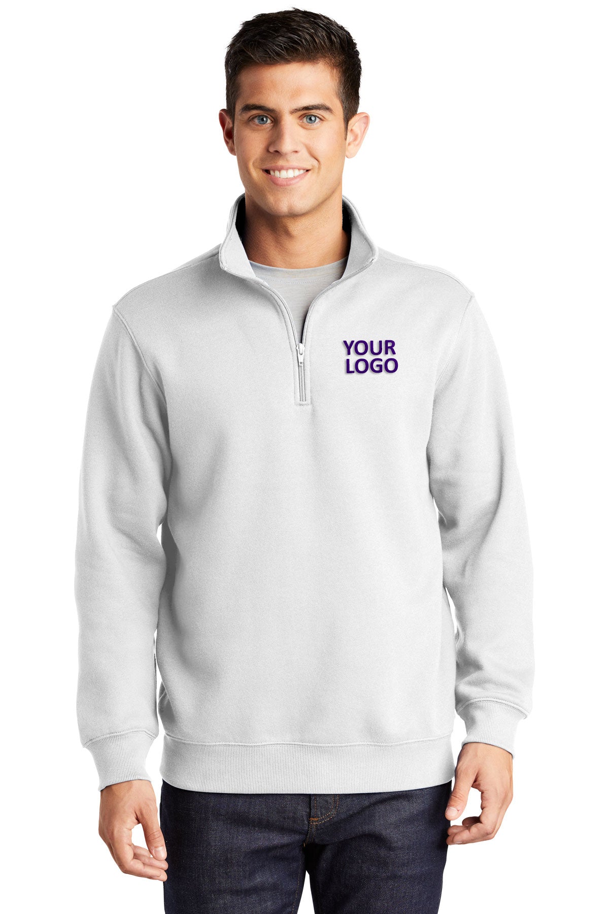 Sport-Tek Custom 1/4-Zip Sweatshirts, White [TruNorthern]