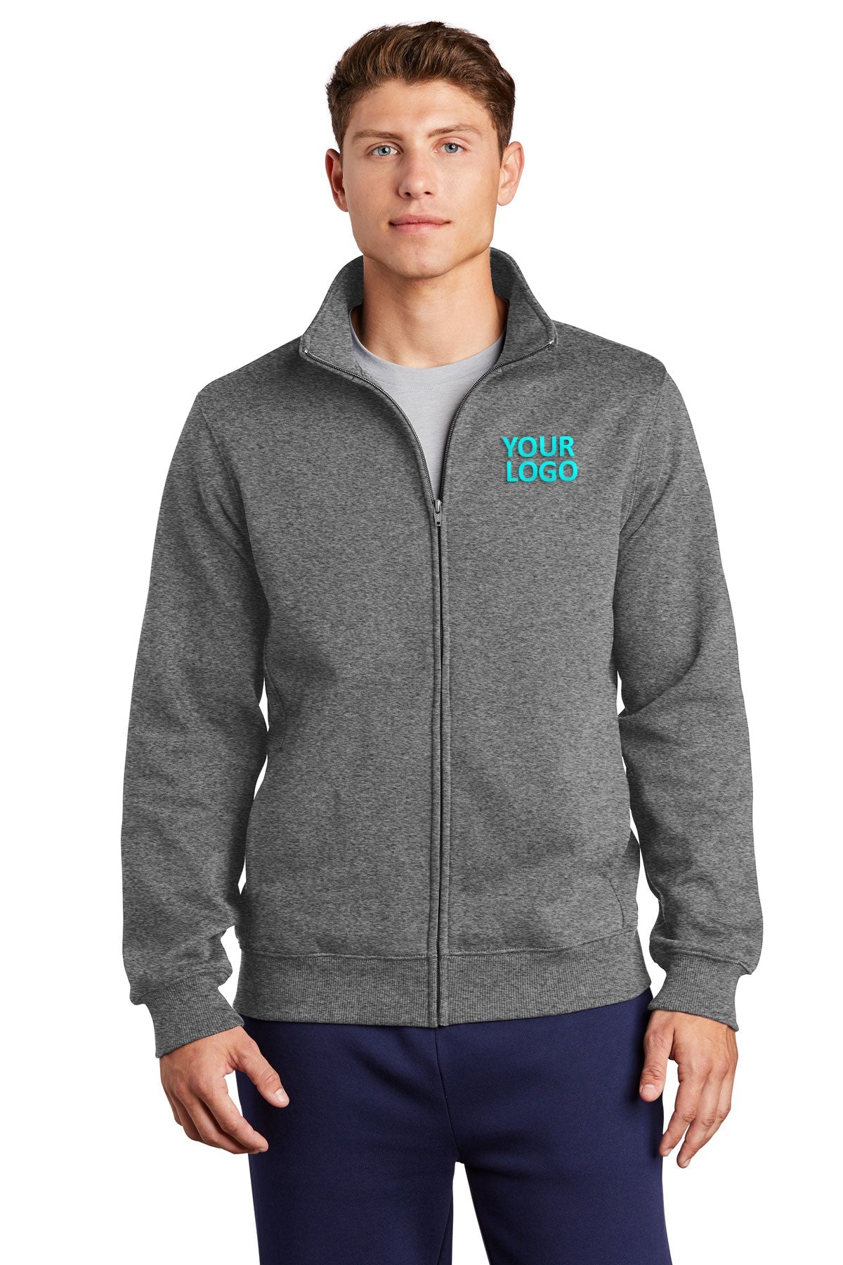Sport-Tek Full-Zip Branded Sweatshirts, Vintage Heather