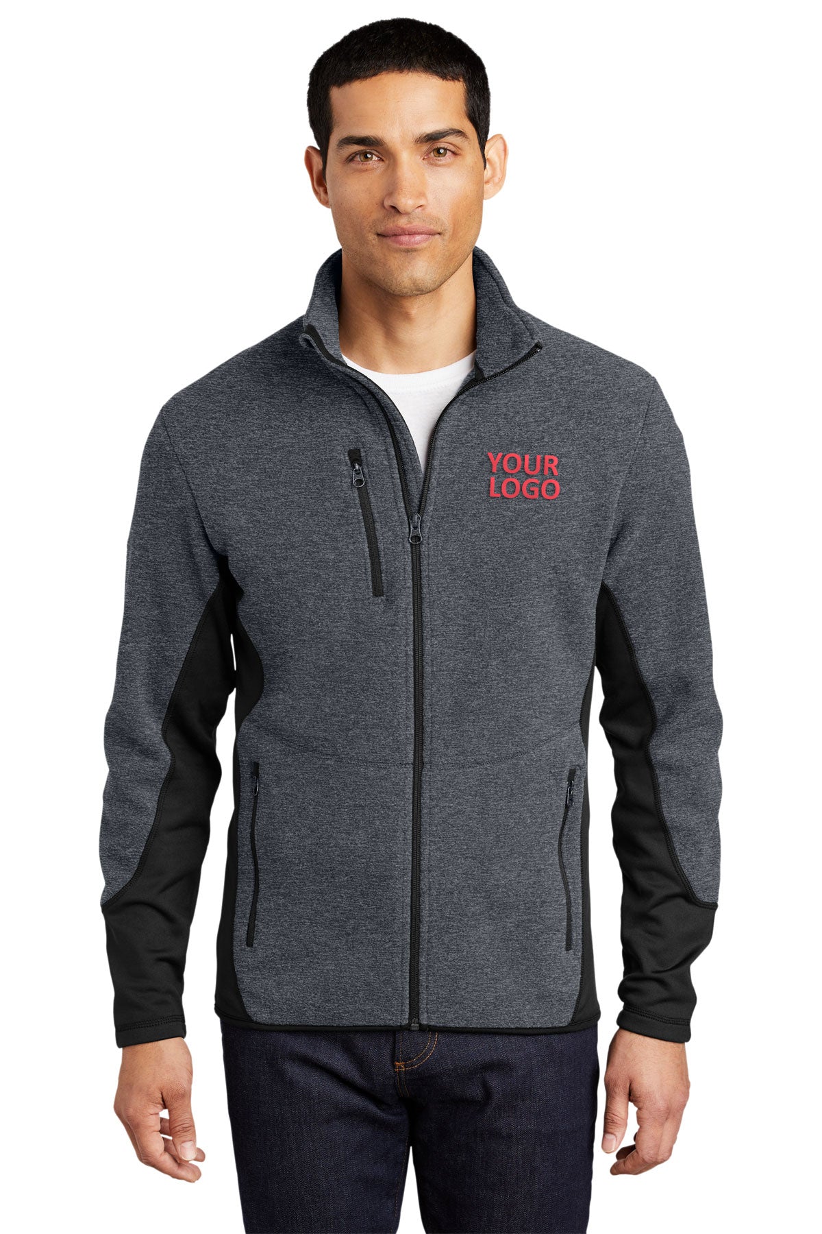 port authority charcoal heather/ black f227 embroidered jackets for business