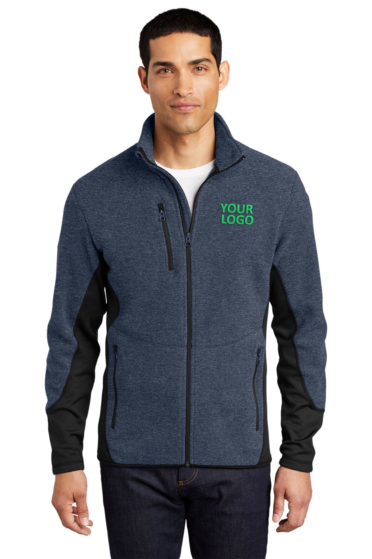 port authority navy heather/ black f227 embroidered jackets for business