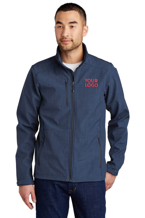 Eddie Bauer Ladies Shaded Crosshatch Custom Soft Shell Jackets, Blue