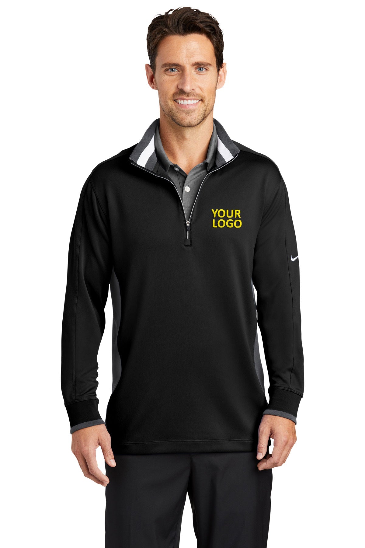 Nike Dri-FIT Custom Quarter Zip Cover-Ups, Black/ Dark Grey/ White