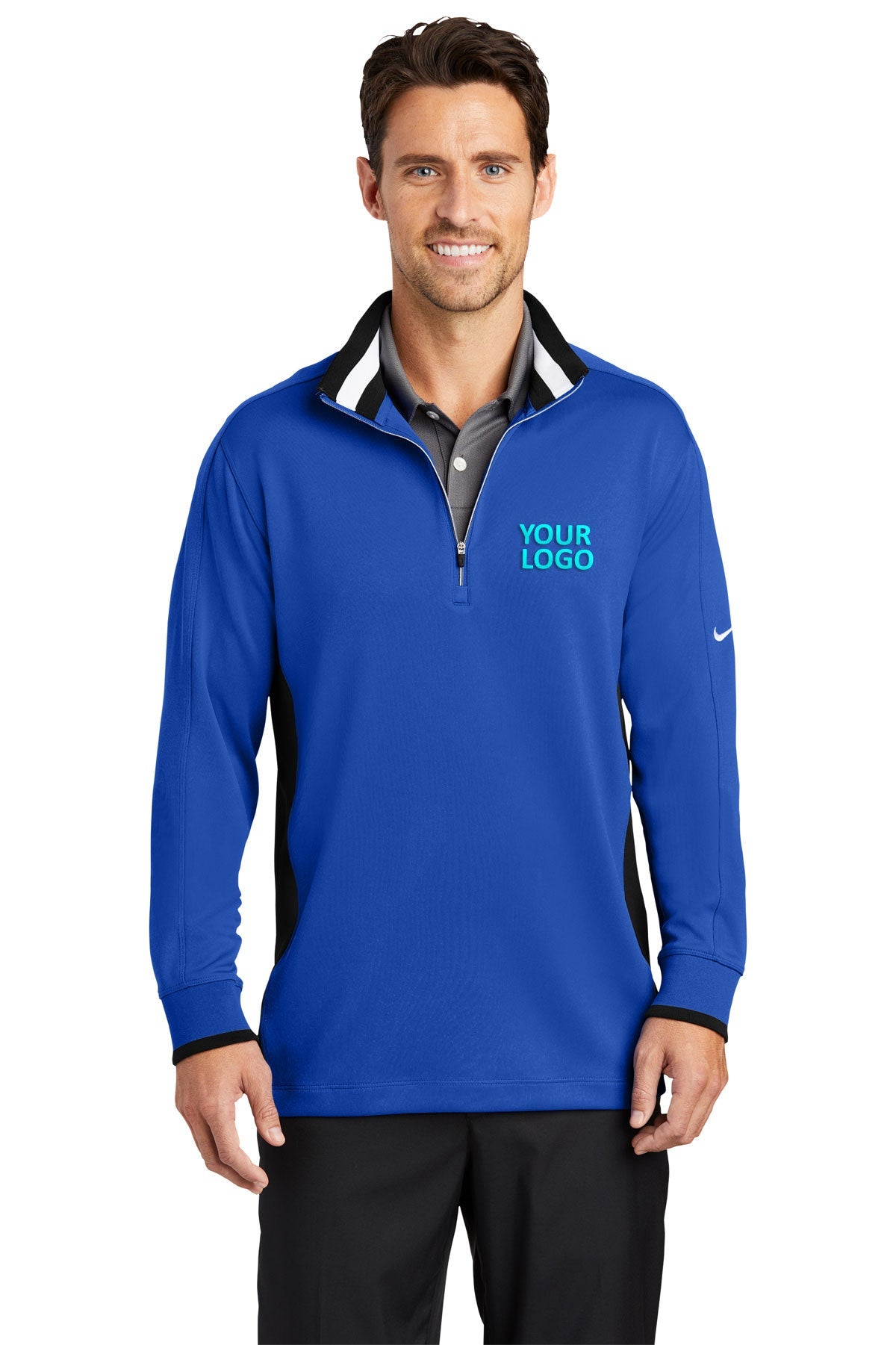 Nike Dri-FIT Custom Quarter Zip Cover-Ups, Game Royal/ Black/ White