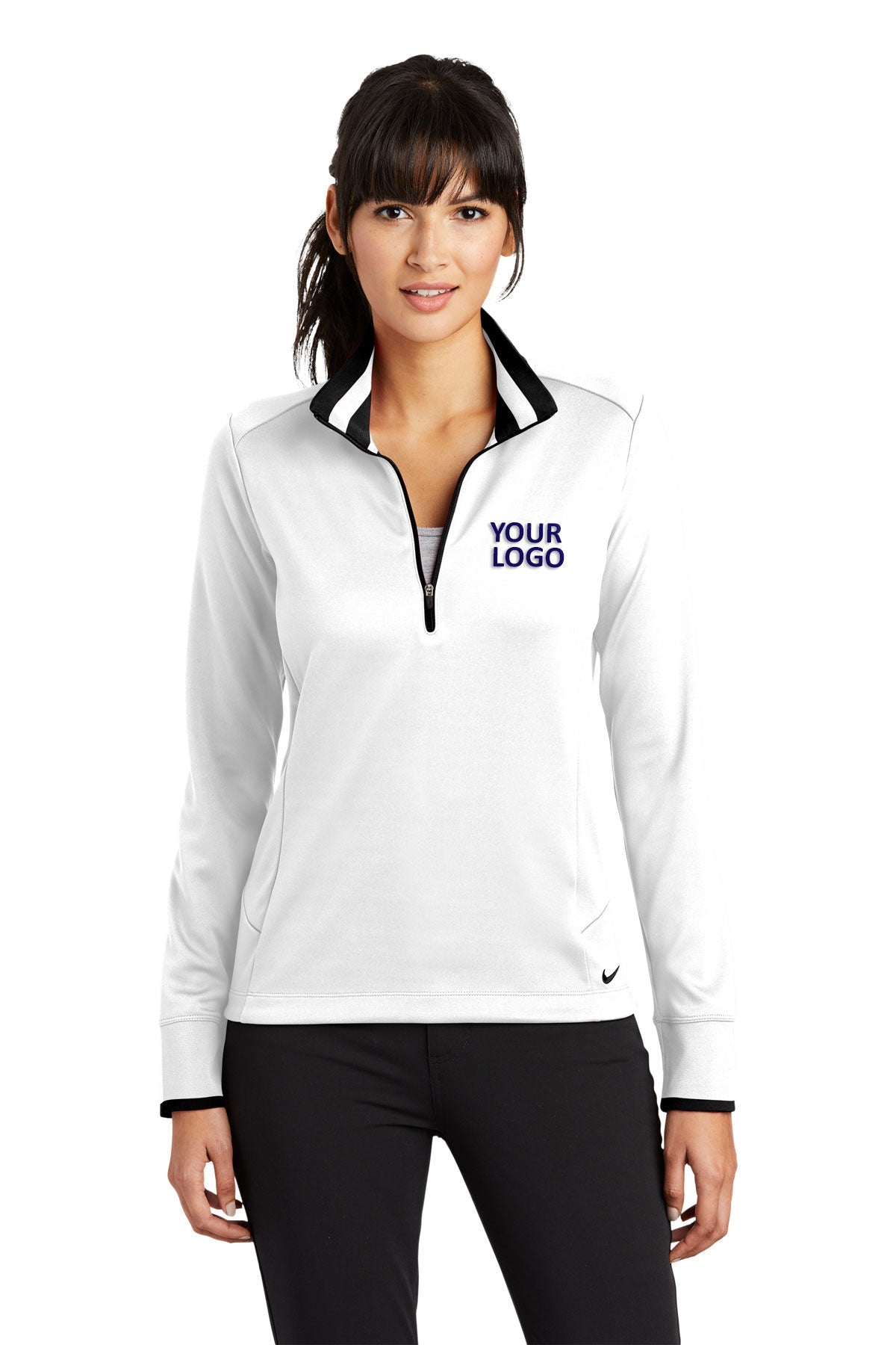 nike white/ black 578674 custom dri fit sweatshirts
