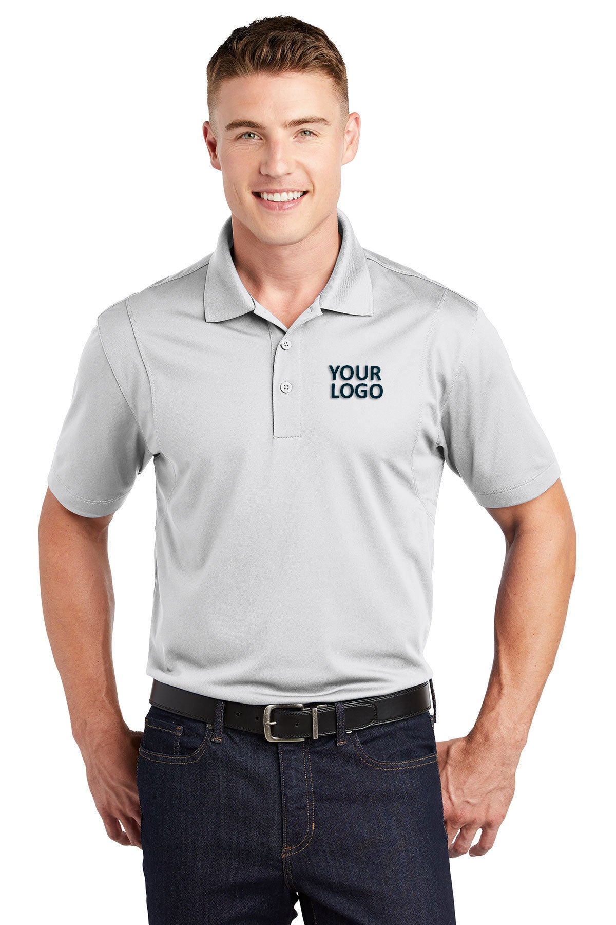 Sport-Tek White TST650 custom company polos