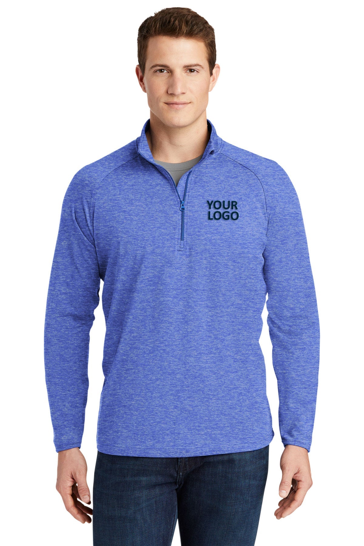 Sport-Tek True Royal Heather TST850 sweatshirts with logos
