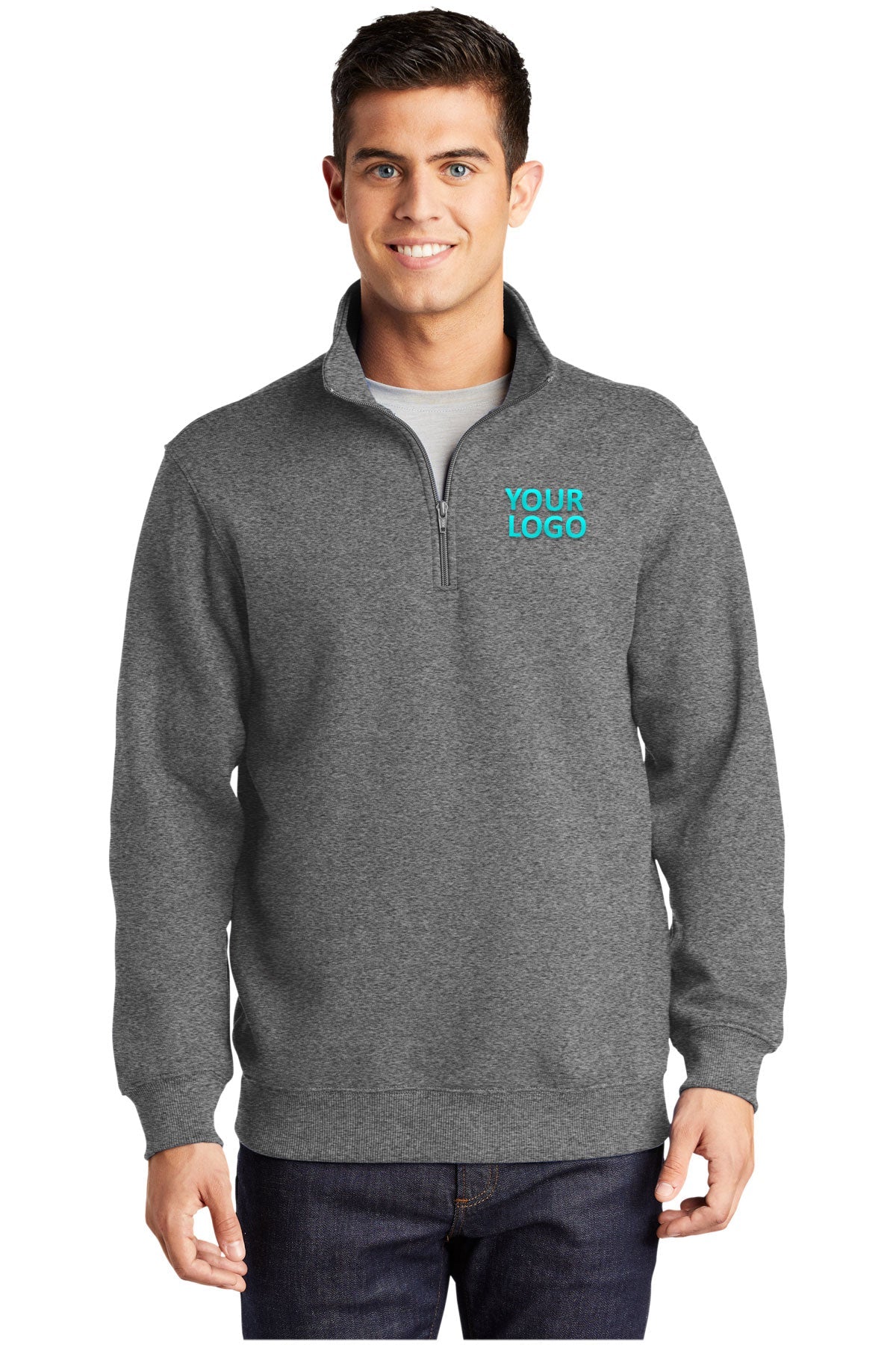 Sport-Tek Tall Custom 1/4-Zip Sweatshirts, Vintage Heather