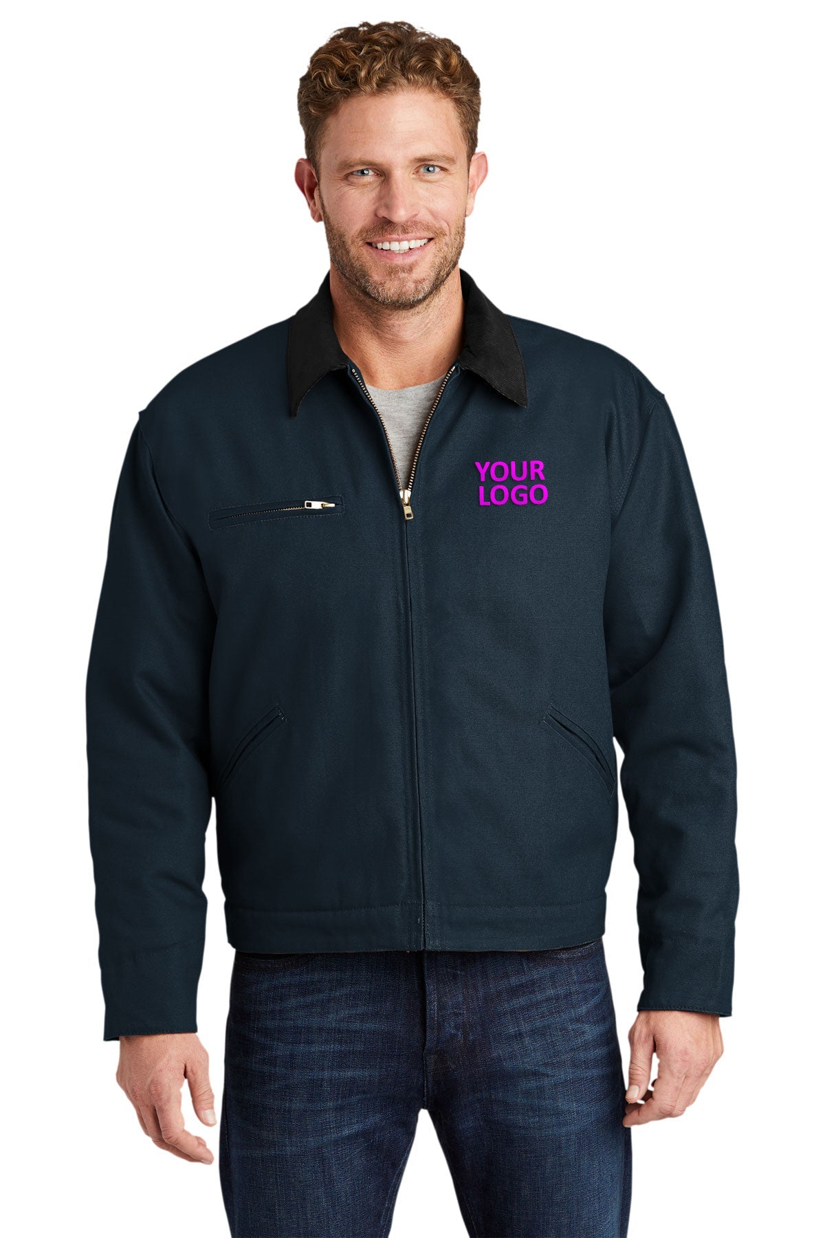 CornerStone Tall Duck Cloth Work Jacket, Navy/ Black