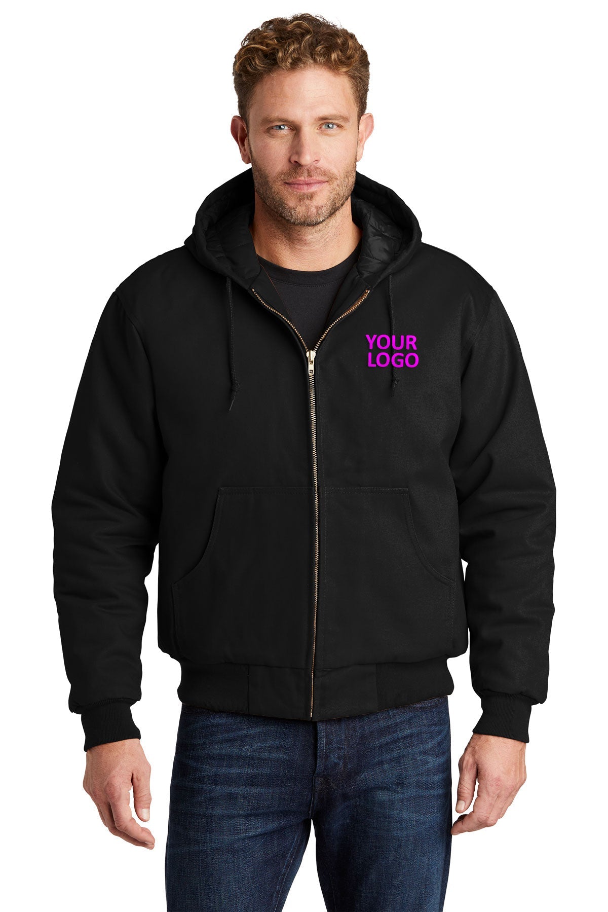 CornerStone Black TLJ763H promotional jackets company logo