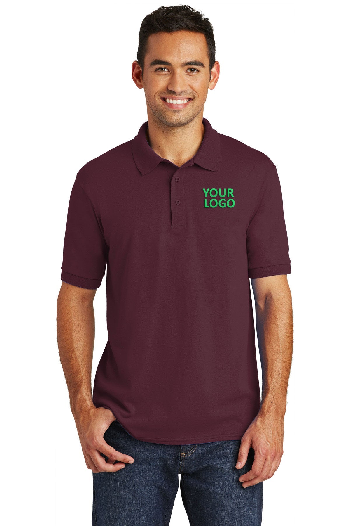 port & company athletic maroon kp55 custom dri fit polo shirts