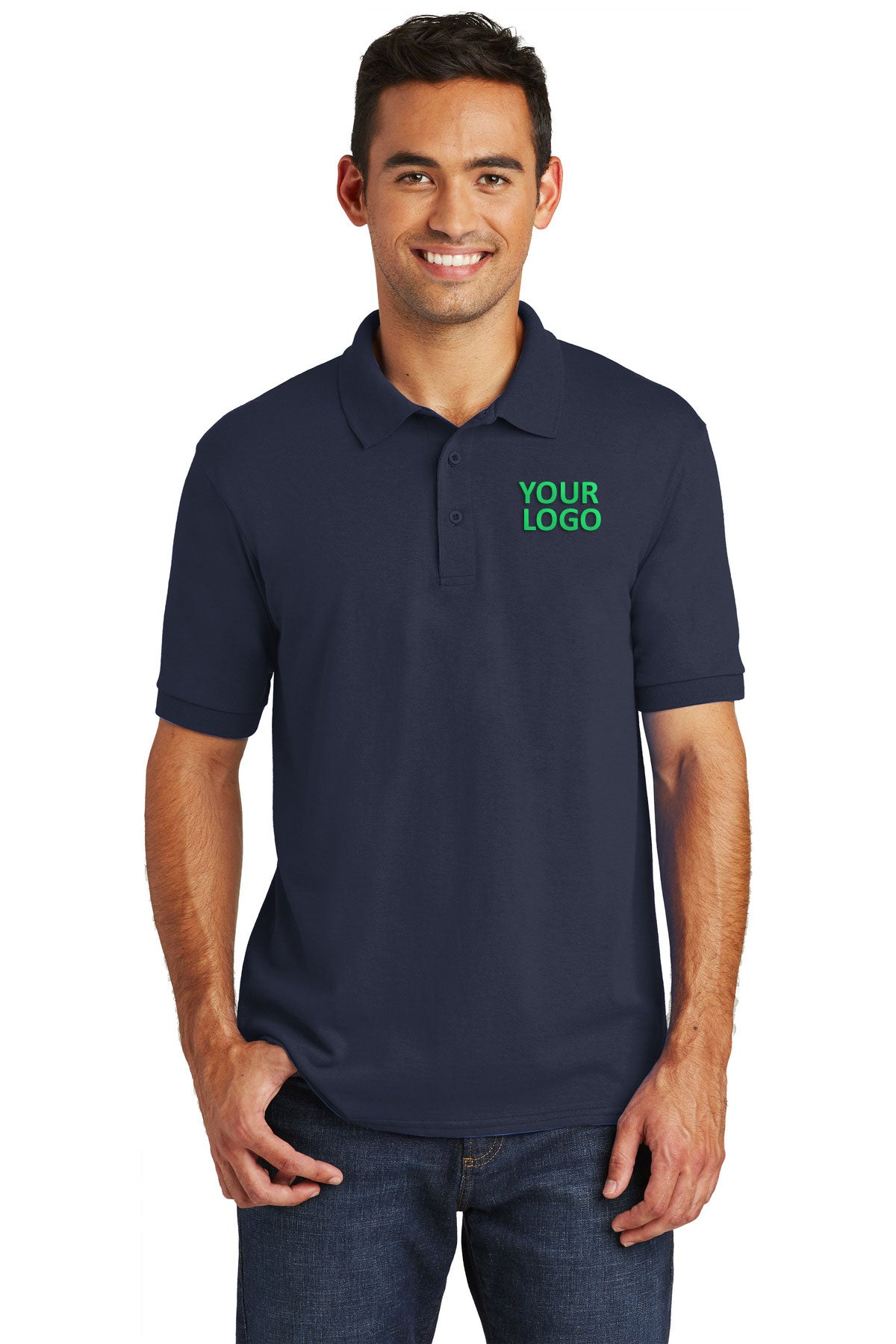 port & company deep navy kp55 custom dri fit polo shirts