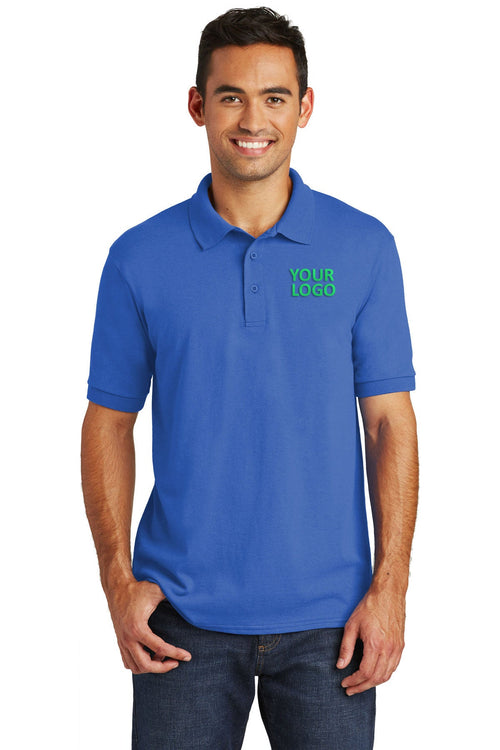 Port & Company Tall Jersey Knit Branded Polos, Royal