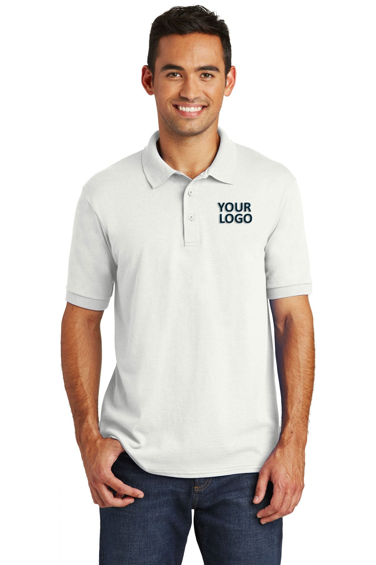 Port & Company Customized Jersey Knit Polos, White [Spring Meadow Nursery]