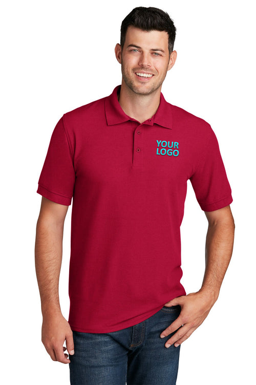 Port & Company Ladies Branded Pique Polos, Red