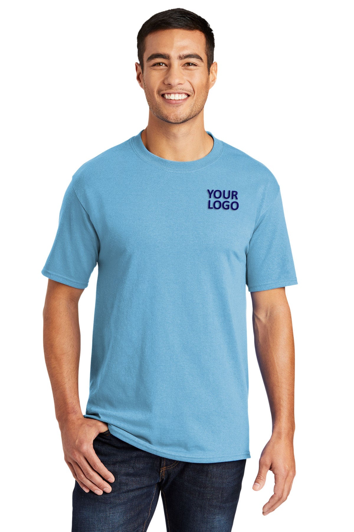 Port & Company Tall Core Blend Branded Tee's, Aquatic Blue