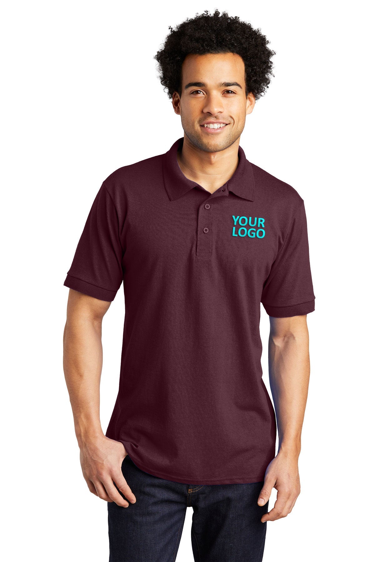 Port & Company Tall Jersey Knit Customized Polos, Athletic Maroon