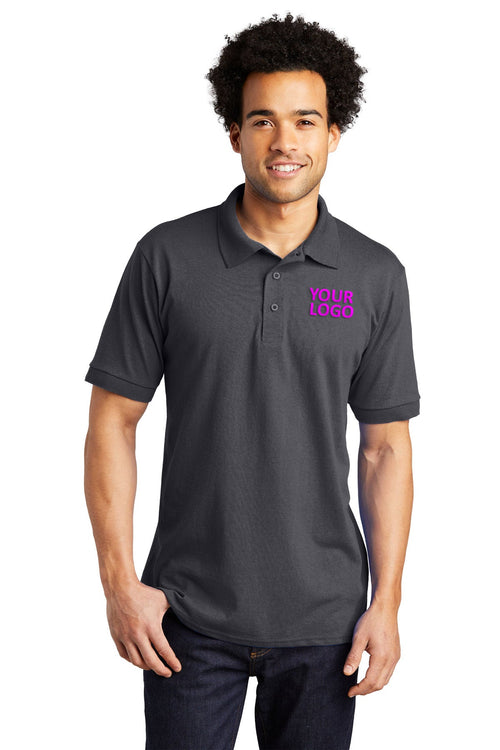 Port & Company Custom Jersey Knit Polos, Charcoal