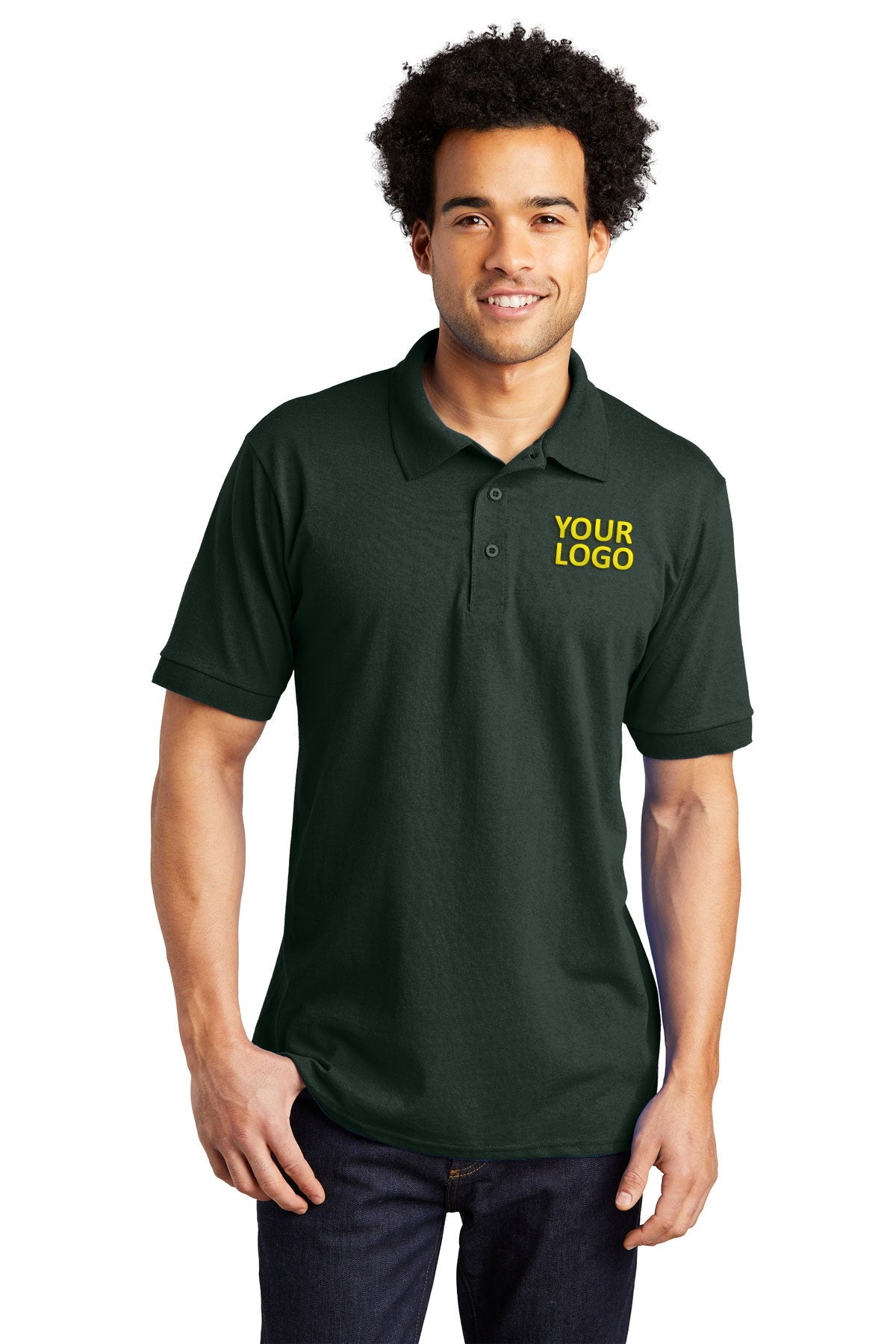 Port & Company Tall Jersey Knit Customized Polos, Dark Green