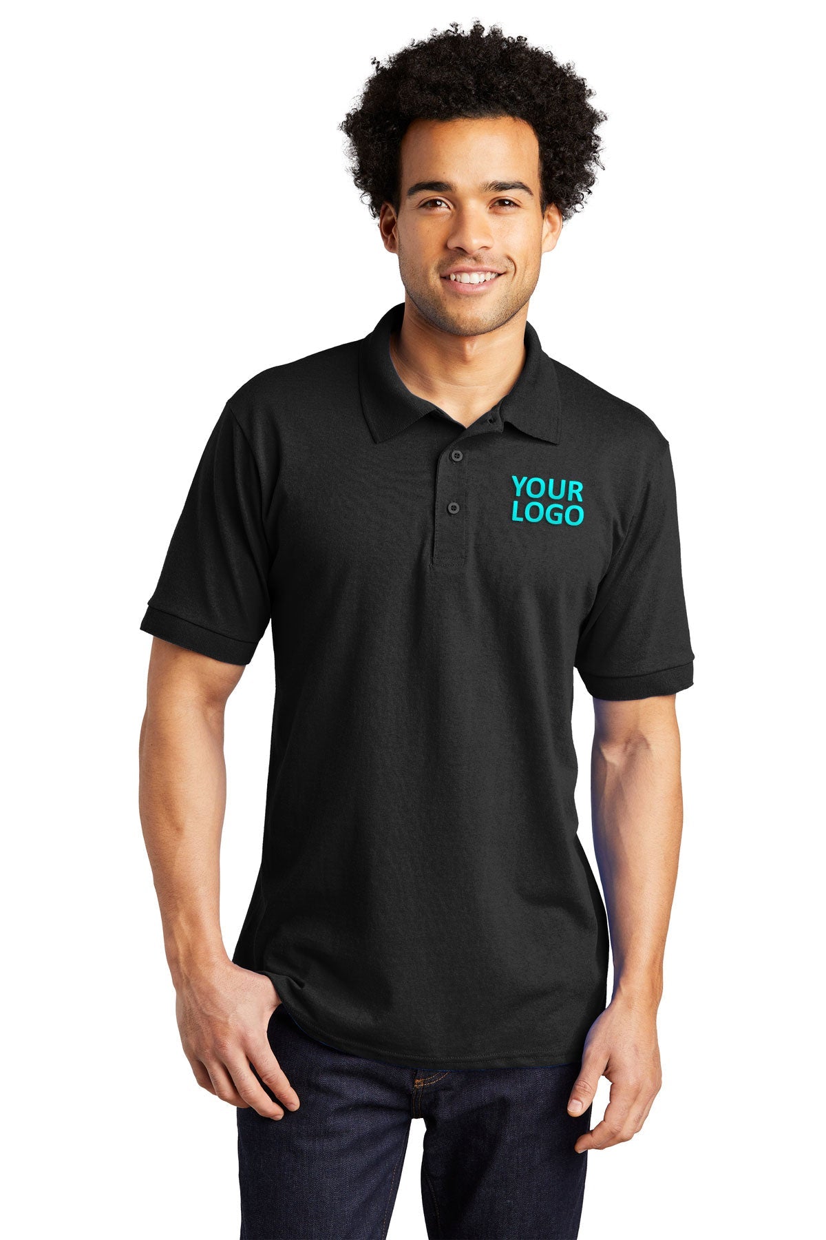 Port & Company Jet Black KP55T order custom polo shirts