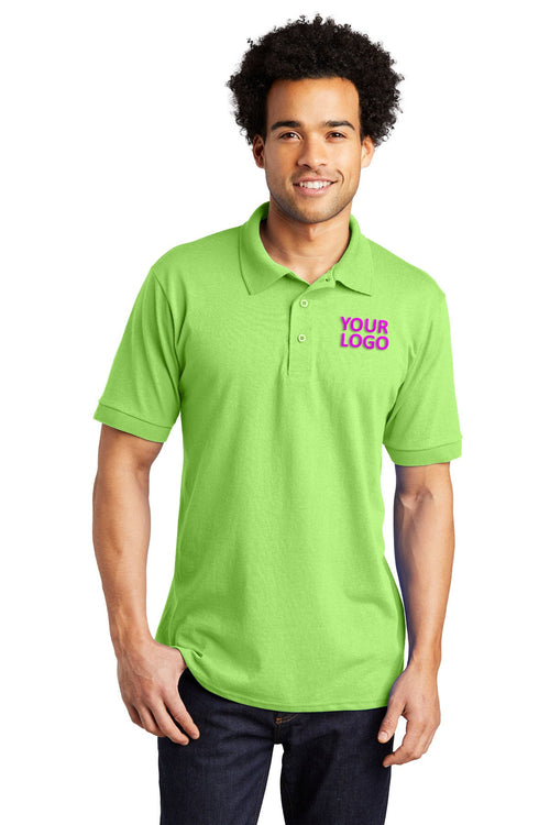 Port & Company Branded Jersey Knit Polos, Lime