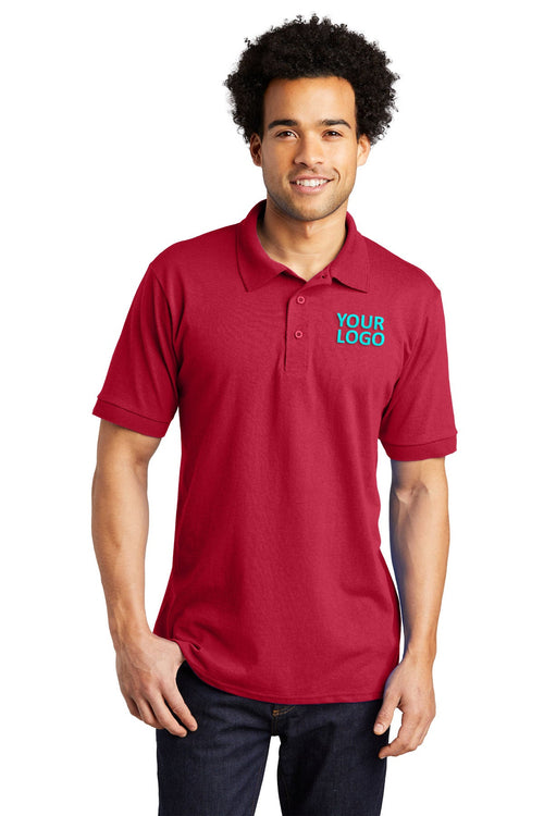 Port & Company Customized Jersey Knit Polos, Red