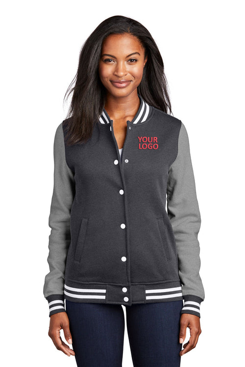 Sport-Tek Fleece Custom Letterman Jackets, Graphite Heather/ Vintage Heather